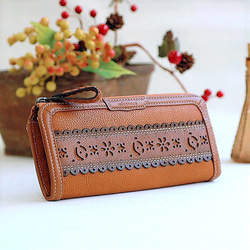 昭和 レトロ 生地 使用 長財布 Retro(レトロ) イタリア製牛革のアンティークなかぶせ型長財布