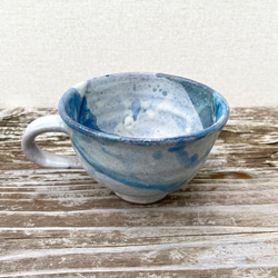 藁灰釉と青釉の流れ　スープカップ 11枚目の画像