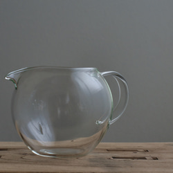 新品未使用グラス　湯呑　ピッチャー 耐熱ガラスのピッチャー。取手付で湯冷ましやお茶、ドレッシング