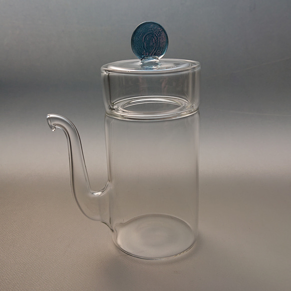 ガラスの醤油差し。液ダレしないすごい一品。醤油差しの決定版。ツマミ青　高さ110mm 　ミニ汁次ブルーL(SPM-05) 2枚目の画像