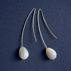 14KGF Pierced earring with White shell. 第5張的照片
