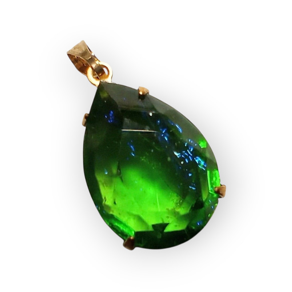 ～再々販～（セットop有）ドラゴンズブレスカットストーン ペア型(エメラルド)18×13mm 5枚目の画像