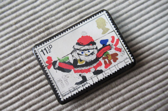 英國聖誕郵票胸針3165 第2張的照片