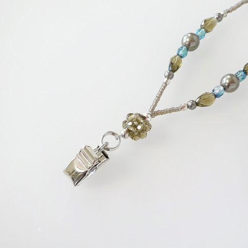 きらきらビーズのネックストラップ チャコールブルー＜送料込＞ ネック