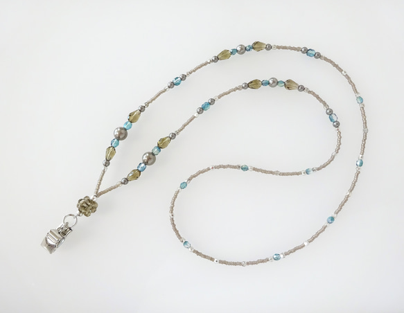 きらきらビーズのネックストラップ チャコールブルー＜送料込＞ ネック