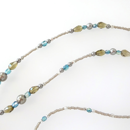 きらきらビーズのネックストラップ チャコールブルー＜送料込＞ ネック