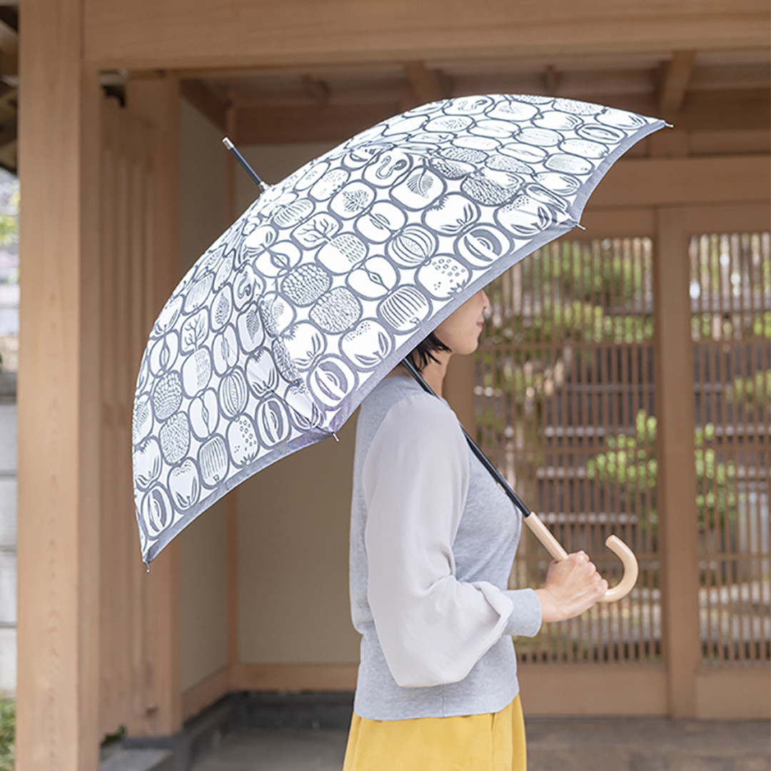 晴雨兼用傘 日傘 長傘 レディース 雨傘 日本製  北欧 おしゃれ 大人 かわいい   ビジネス フルーツ ホワイト