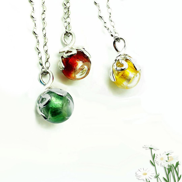 Diffuser Necklace Sweetheart Petite Bonbon Art Glass 2枚目の画像