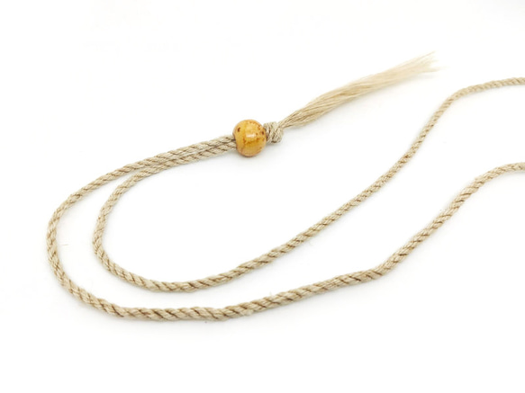 フラワーオブライフ 球状（籠目）・メビウスの輪　ヘンプ ネックレス（金色）（生命の花/神聖幾何学） 4枚目の画像