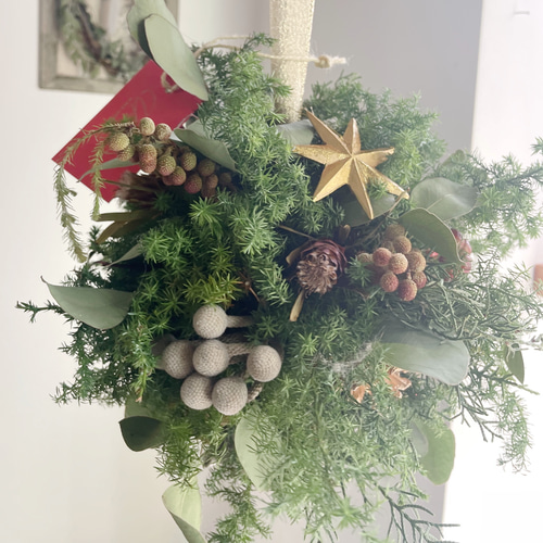 針葉樹と木ノ実のクリスマスボール☆フラワーボール☆フライングボール 針葉樹のクリスマスボール | ナチュラルテイストのドライフラワー