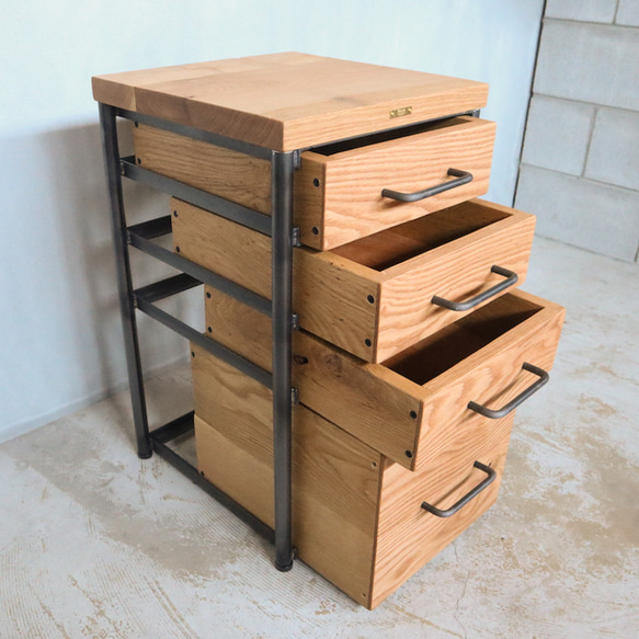 ＼送料無料／[Oak Drawer Chest]アイアンドロワーチェスト 引き出し デスク収納 サイドボード -75- 11枚目の画像