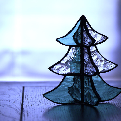 ステンドグラス　大人可愛いホワイトX'mas&白い街並み ステンドグラス 大人可愛いホワイトX'mas&白い街並み