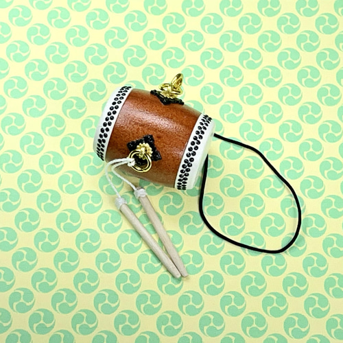 長胴太鼓(宮太鼓)ストラップ 【受注製作】※お名前入り千社札付 【第33