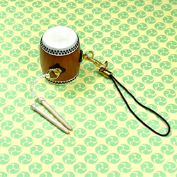 長胴太鼓(宮太鼓)ストラップ 【受注製作】※お名前入り千社札付 【第32