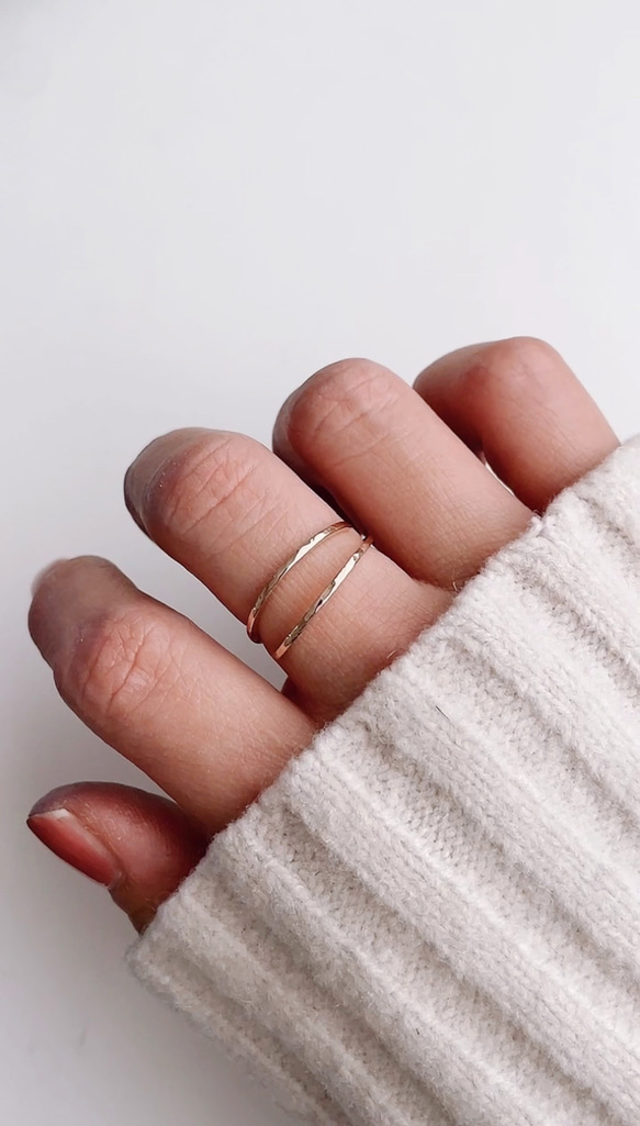 送料無料【14kgf】月リング／槌目　レイヤード２Wayリング（5号〜18号） 3枚目の画像