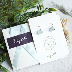 ラウンドカットアクアマリンのシンプル一粒ピアス　～Liselotte 10枚目の画像