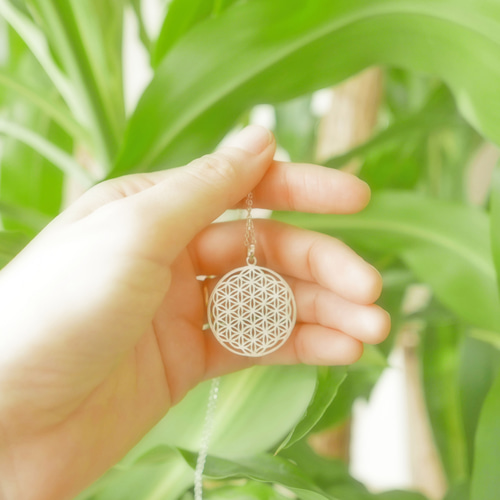 純金加工〕神聖幾何学模様/フラワーオブライフのネックレス/直径32mm