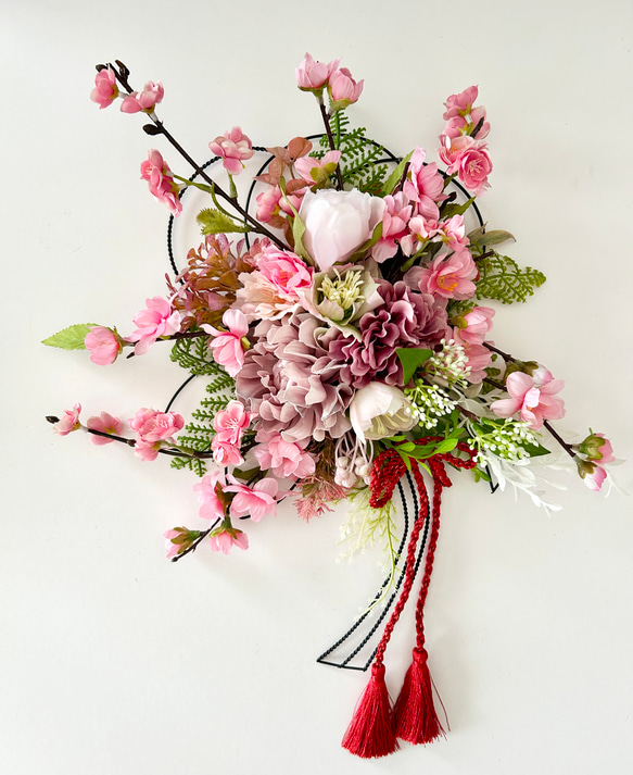 ご結婚お祝いや出産お祝い♡桃の花 壁掛け飾り 2枚目の画像