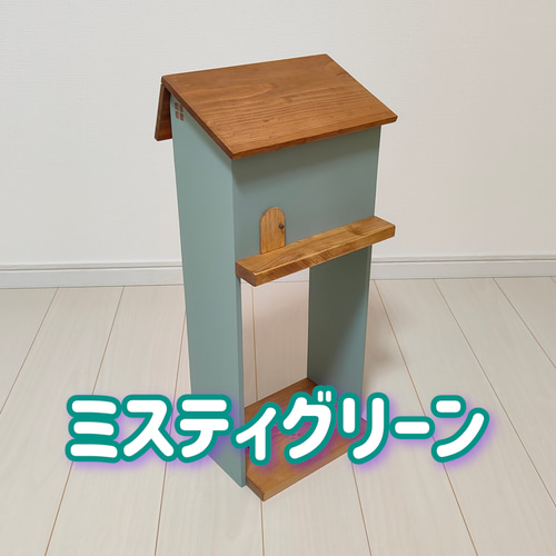 カワイイ☆お家型トイレットペーパーストッカー ～アクアブルー～ 棚