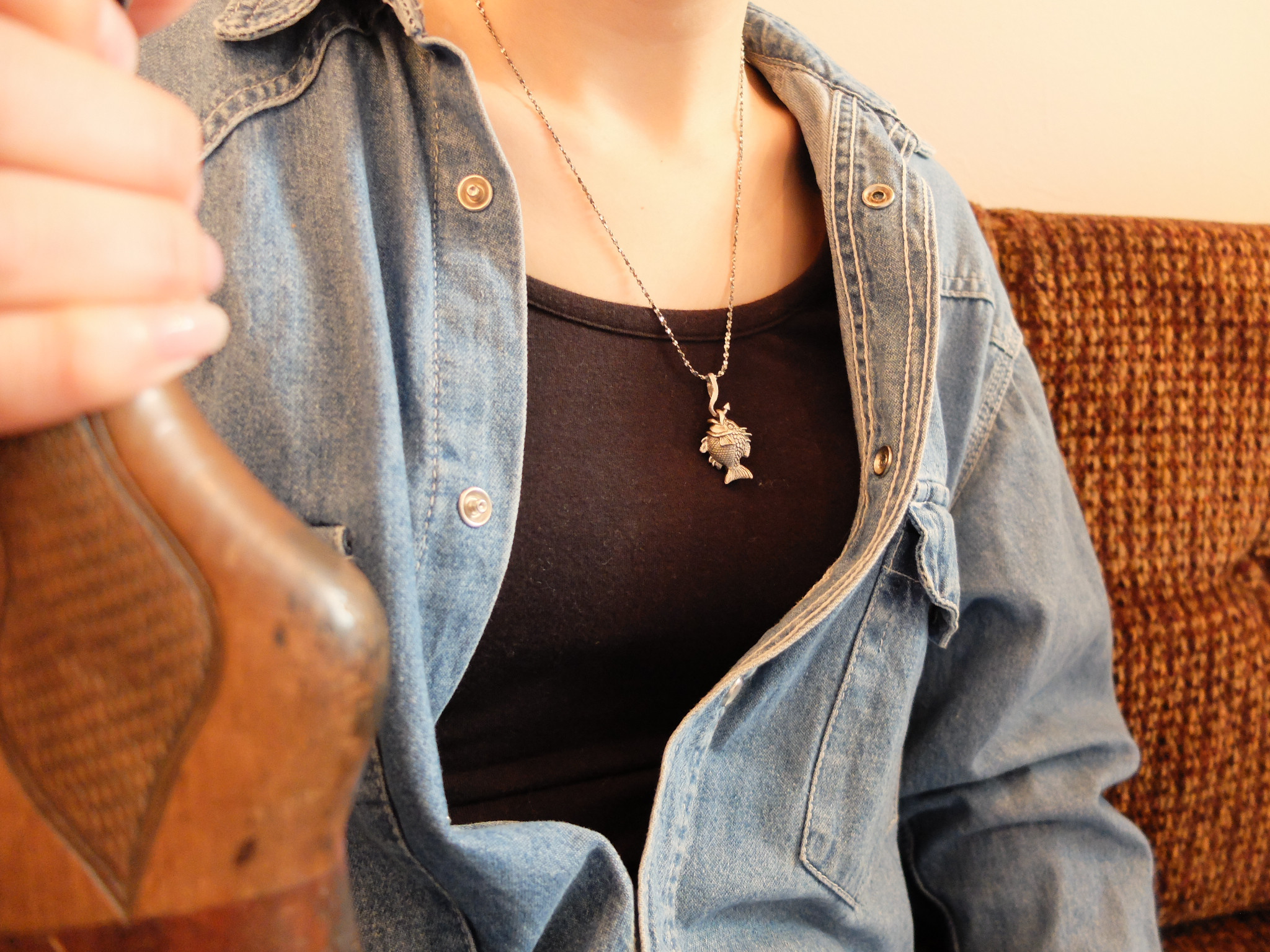 秋の旬鯛 ネックレス　ユニーク　個性的　面白　つけっぱなし？　華奢？？　シルバー925　クセつよ　独創的