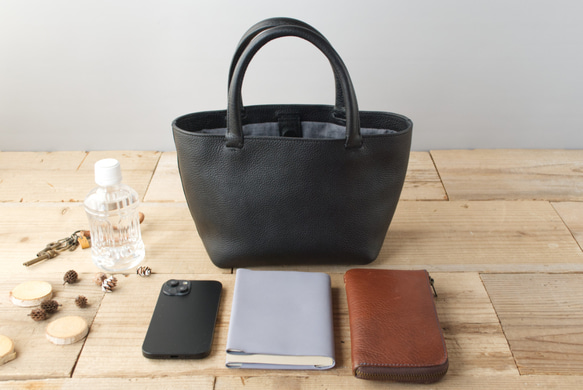 レザーミニトートバッグ lmtt2-S ［ブラック］ 3枚目の画像