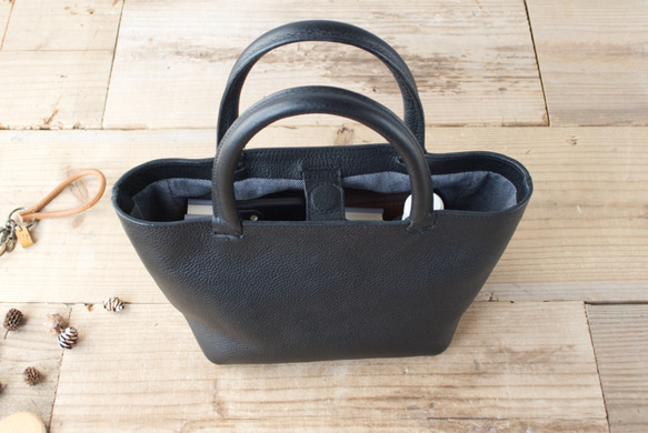 レザーミニトートバッグ lmtt2-S ［ブラック］ 4枚目の画像