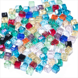 立方體玻璃珠 4.5mm 混裝 100 顆 Aurora/cut beads/square (garascutc5) 第3張的照片