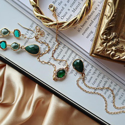 14KGF/ TEARDROP EMERALD NECKLACE 6枚目の画像