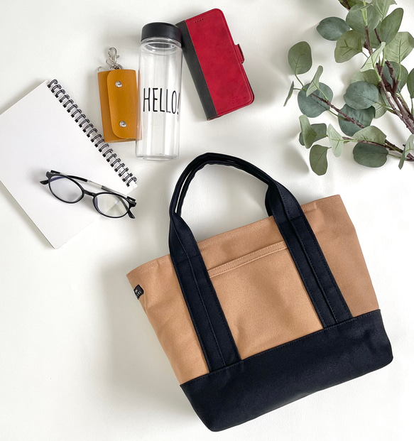 ８号帆布トート(ショルダーバッグ/フロントタイプ)ベージュ まめちゃん 8号帆布トート(ショルダーバッグ/フロントタイプ)ベージュ まめちゃん