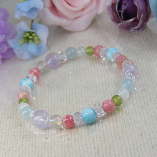 ♡七色の幸せの虹♡ラリマー/インカローズ/ムーンストーン/ルチル