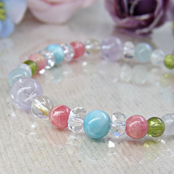 ♡七色の幸せの虹♡ラリマー/インカローズ/ムーンストーン/ルチル