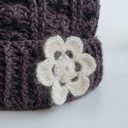 モヘアのお花が可愛い 模様編みのニット帽(お子様用) 7枚目の画像