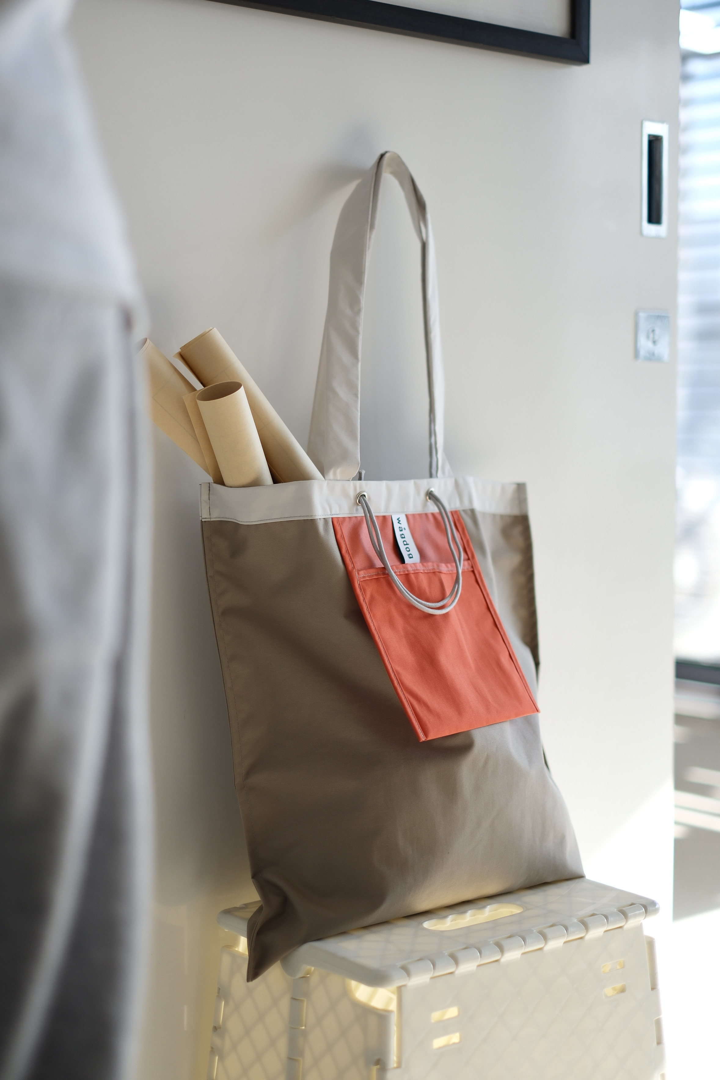 DAILY 2wayトートバッグ / カラーブロック beige × orange