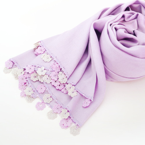 [Made to order] OYA Pashmina shawl [MARY] Lavender 第5張的照片