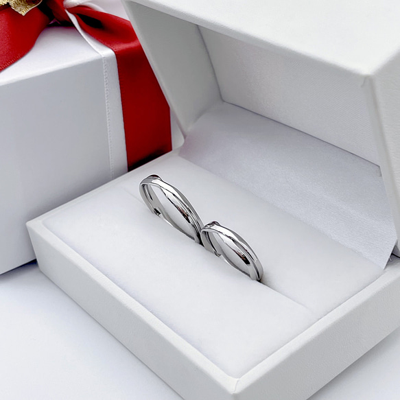結び』リボンモチーフ ペアリング サージカルステンレス 結婚指輪 刻印