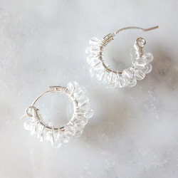 免運SV925SF*Crystal Quartz wrapped pierced earring 第2張的照片