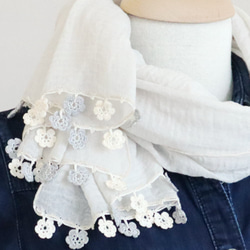 [Only 1 available] Soft cotton shawl [MARY] Off White 第3張的照片