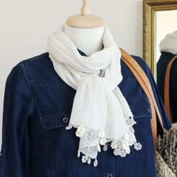 [Only 1 available] Soft cotton shawl [MARY] Off White 第5張的照片