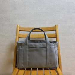 “口袋手提包”水平尺寸“灰色”/帆布手提包/倉敷帆布8號[定做] 第1張的照片