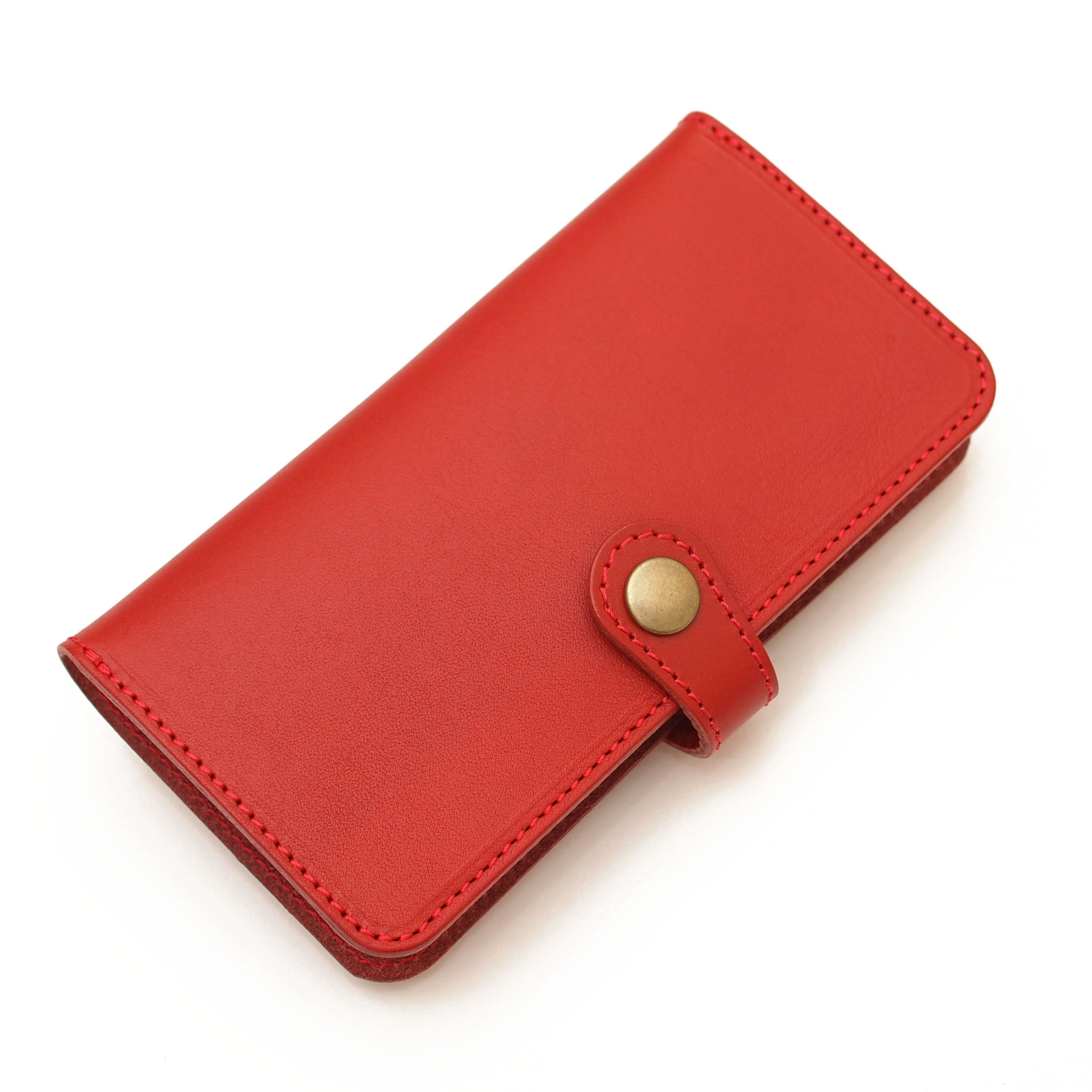 ほぼ全機種製作 クラシックベルトスマホケース【姫路レザーレッド牛革】CS-01red