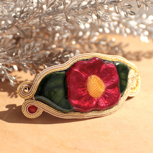 再販〕昭和レトロ【椿の七宝焼】バレッタ バレッタ asou miwa 通販