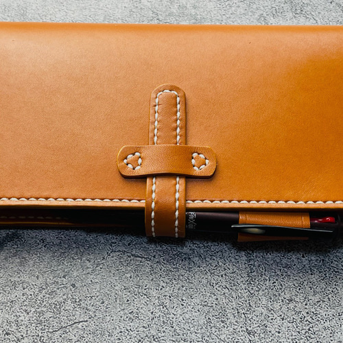 手縫】ほぼ日手帳weeks MEGAカラーズ用キャメル色本革カバー