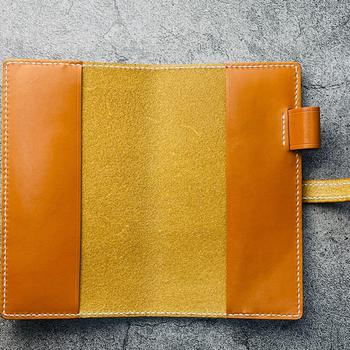 手縫】ほぼ日手帳weeks MEGAカラーズ用キャメル色本革カバー