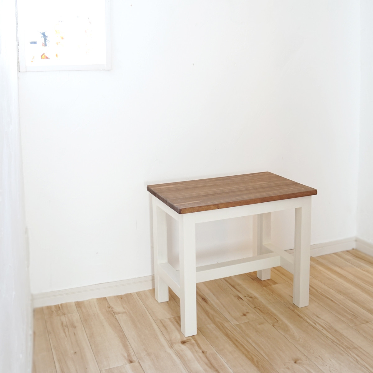 ハンドメイド 木製 丸スツール 45cm 1脚 ナチュラルカラー 椅子