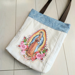 グアダルーペの聖母マリア様 デニムリメイク 深型シンプルトートバッグ
