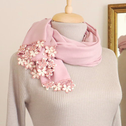 [Made to order] OYA Pashmina shawl [SAKURA] Foggy Rose 第1張的照片