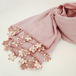 [Made to order] OYA Pashmina shawl [SAKURA] Foggy Rose 第5張的照片