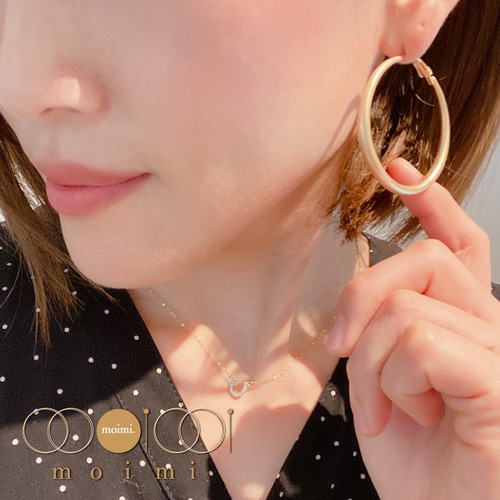 シンプル フープピアス 大ぶり マットゴールド ピアス（フープ