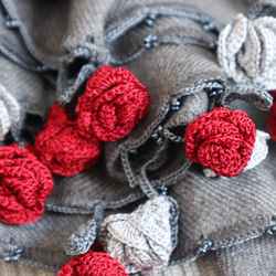[Made to order] OYA crochet pashmina shawl [ROSE] Gray 第3張的照片