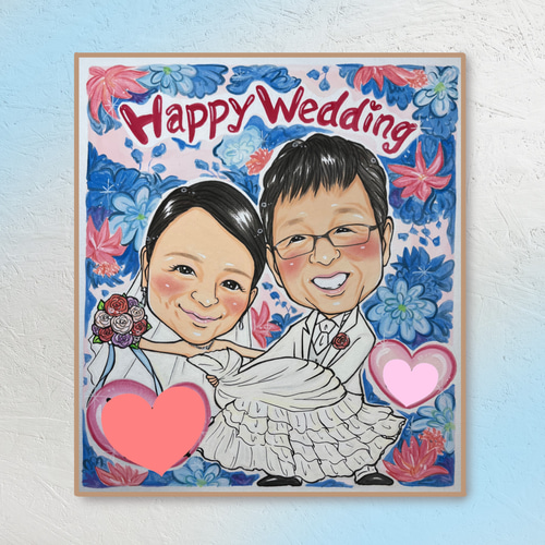 ウェルカムボード似顔絵。結婚式で人気のタッチの似顔絵です
